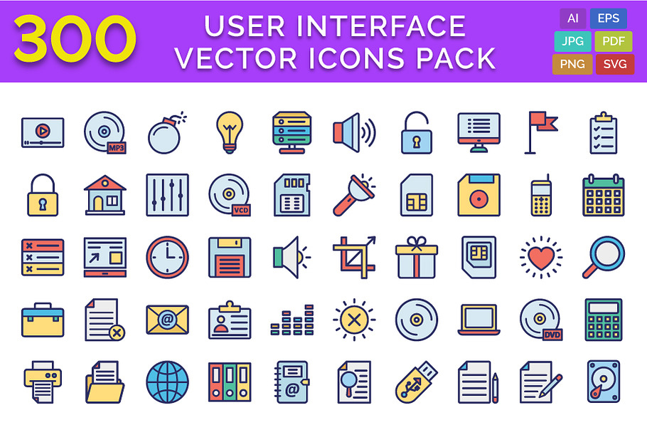 300 User Interface Vector Icons Pack in Icons - product preview 8