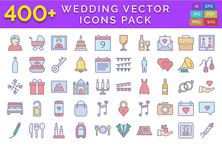 400+ Wedding Vector Icons Pack