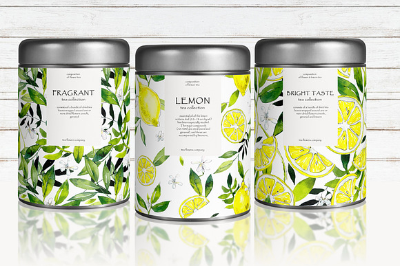 Watercolor pattern. Lemons in Illustrations - product preview 4