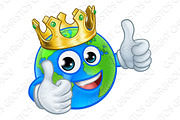 Crown Earth Globe World Mascot