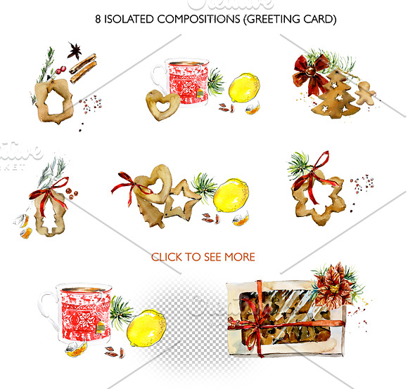 Watercolor set. Gingerbreads. in Illustrations - product preview 4