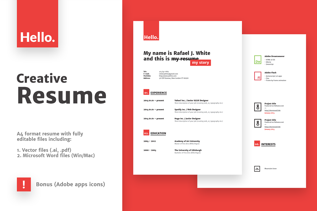 Hello. Creative Resume in Resume Templates - product preview 8