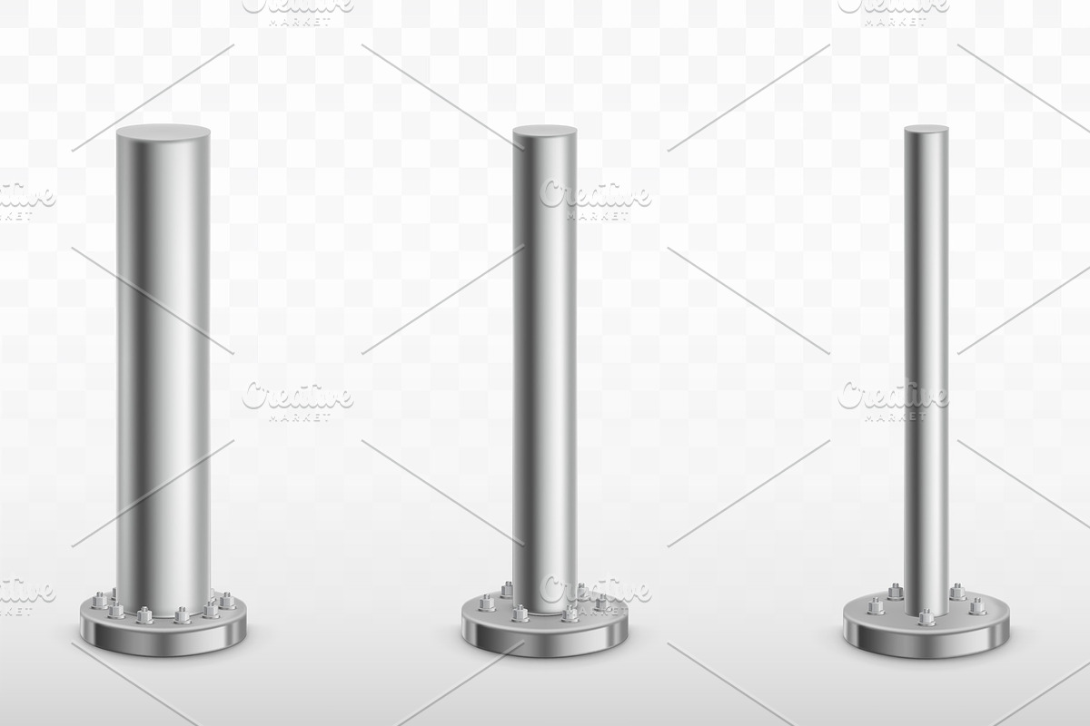Metal pole pillars, steel pipes in Objects - product preview 8