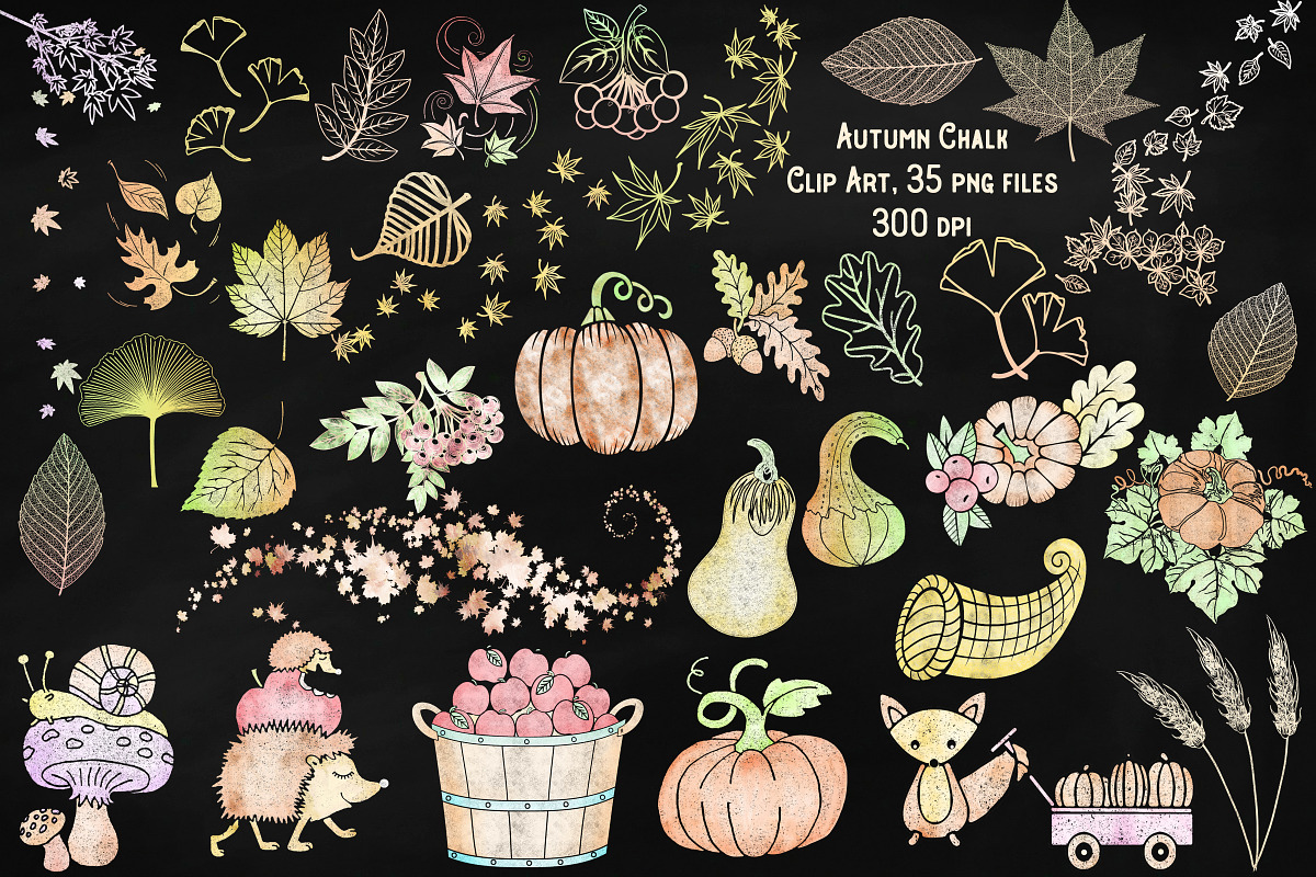 Autumn Chalkboard Clip Art in Illustrations - product preview 8