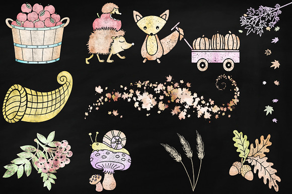 Autumn Chalkboard Clip Art in Illustrations - product preview 3