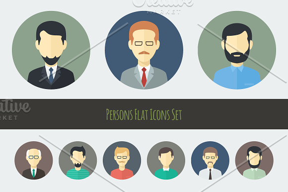 Flat Persons Icons Set 1 in Face Icons - product preview 1