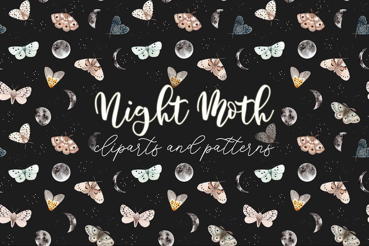 Night Moth. Watercolor Patterns in Objects - product preview 8