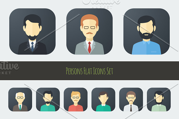 Flat Persons Icons Set 1 in Face Icons - product preview 3