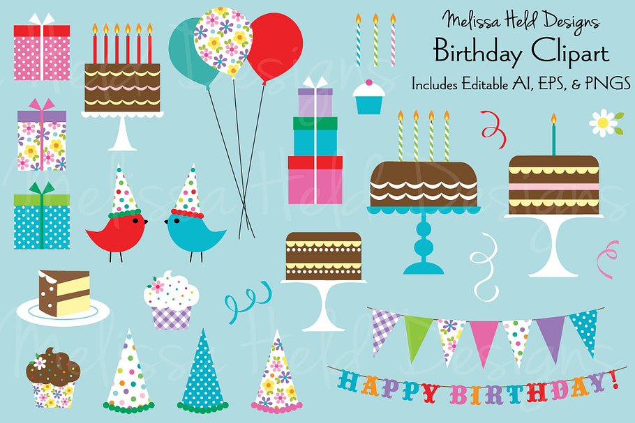 Birthday Clipart in Illustrations - product preview 8