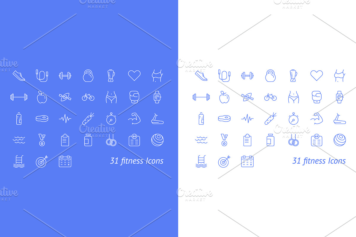 Fitness and Sport Vector Icons Set in Icons - product preview 8