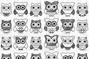 Doodle Owls Clipart & Vectors