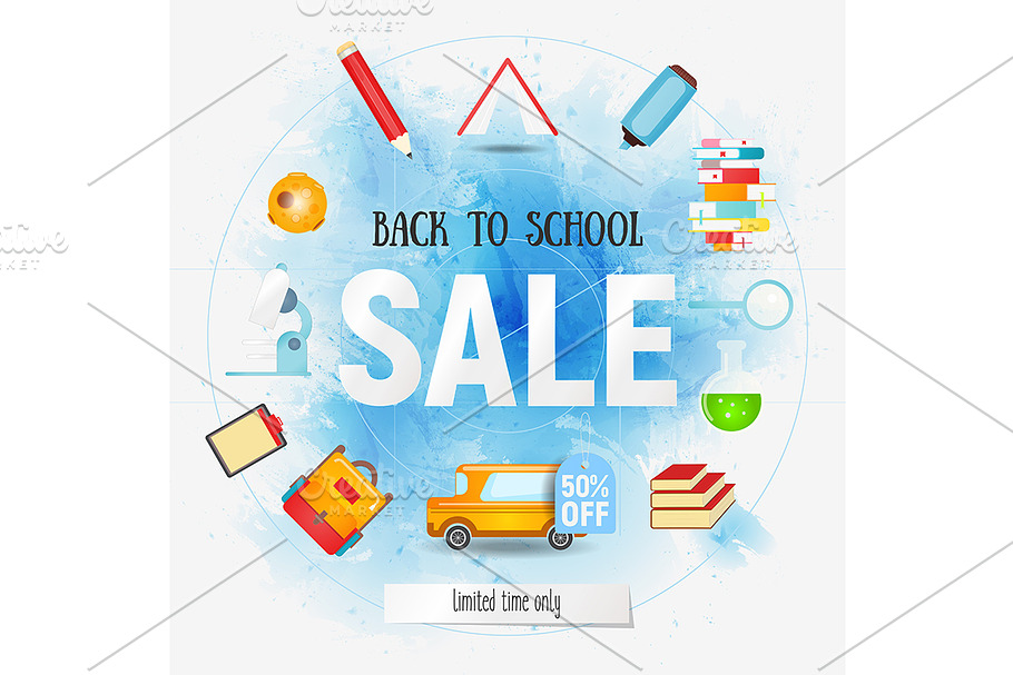 School Sale Banner in Illustrations - product preview 8