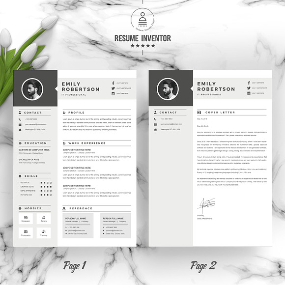 Word Resume Template One Pages in Letter Templates - product preview 1
