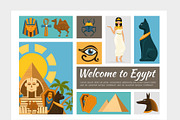 Flat Egypt elements set