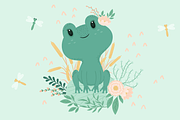 Cute Little Frogs Vector Graphic Set