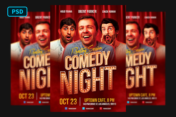 Comedy Flyer Template Roasting Night
