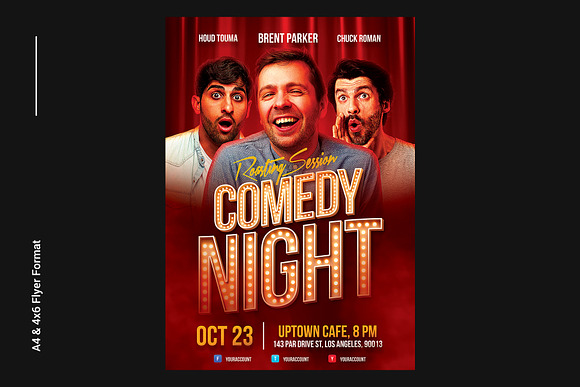 Comedy Flyer Template Roasting Night in Flyer Templates - product preview 1