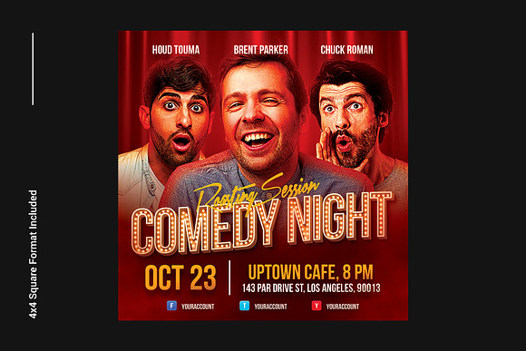 Comedy Flyer Template Roasting Night in Flyer Templates - product preview 3