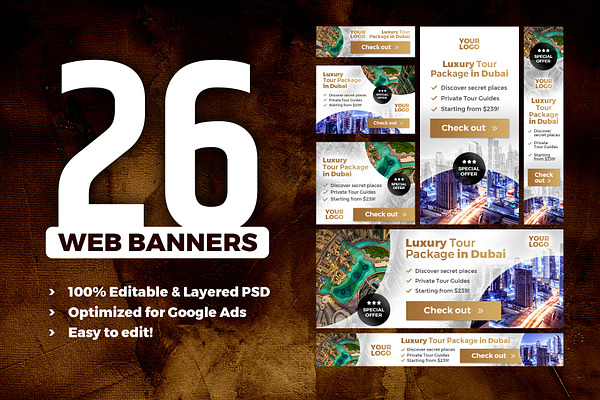 Banners Pack 26 sizes for Google Ads