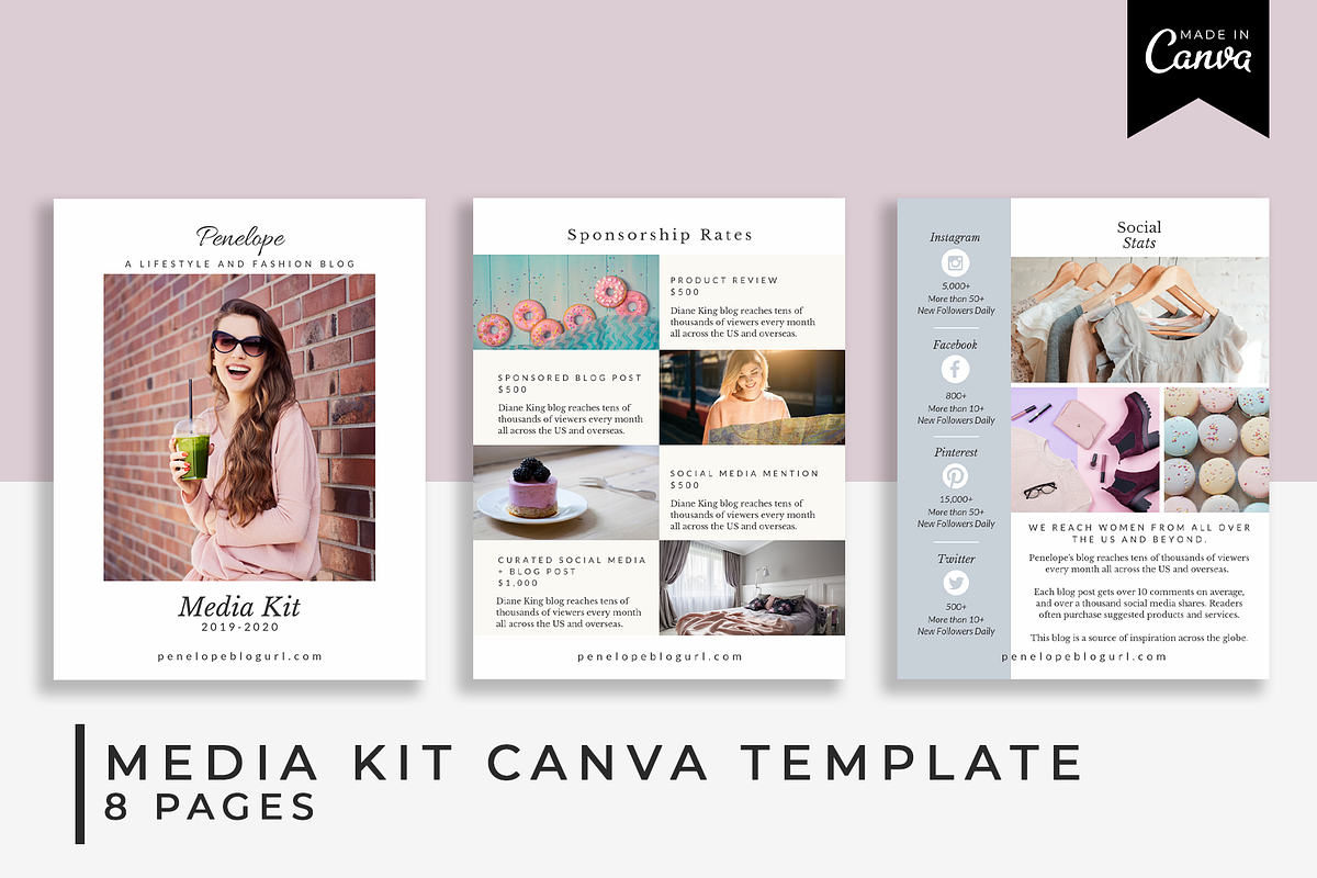 Media Kit Canva Template (Penelope) in Brochure Templates - product preview 8