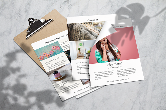 Media Kit Canva Template (Penelope) in Brochure Templates - product preview 1