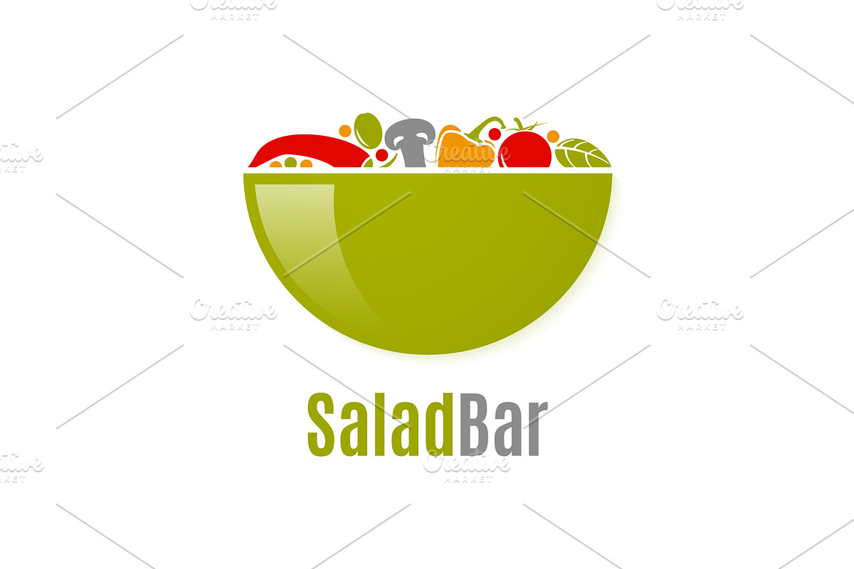 Vegetables salad logo. Salad bar. in Logo Templates - product preview 8