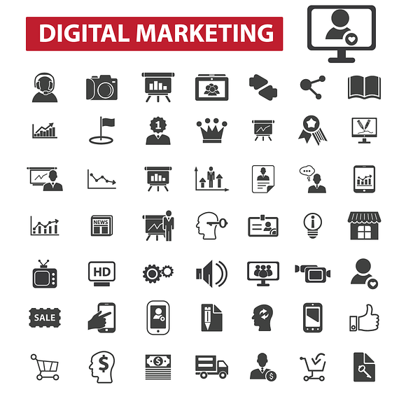 49 digital marketing icons in Graphics - product preview 1