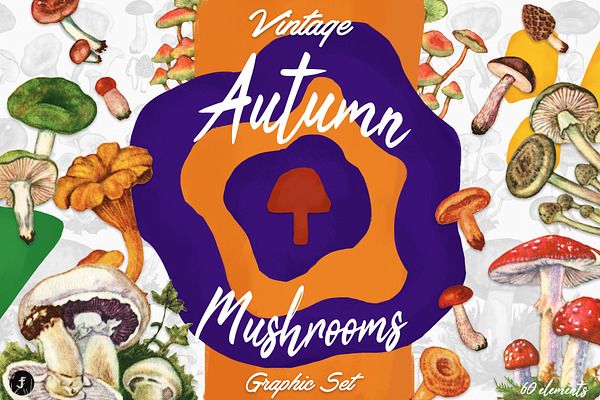 Vintage Autumn Mushrooms