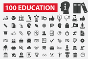 100 education icons: learning, study