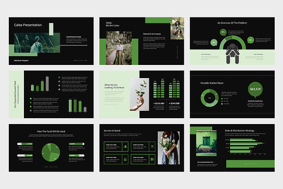 Calea : Green Pitch Deck Powerpoint in PowerPoint Templates - product preview 1