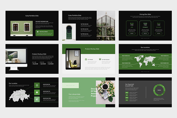 Calea : Green Pitch Deck Powerpoint in PowerPoint Templates - product preview 3
