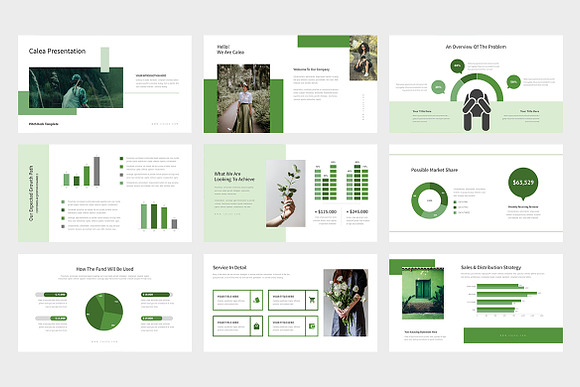 Calea : Green Pitch Deck Powerpoint in PowerPoint Templates - product preview 7