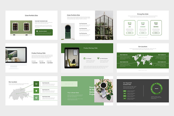 Calea : Green Pitch Deck Powerpoint in PowerPoint Templates - product preview 9