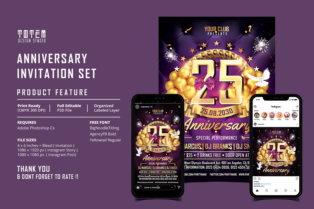 ANNIVERSARY INVITATION SET in Card Templates - product preview 8