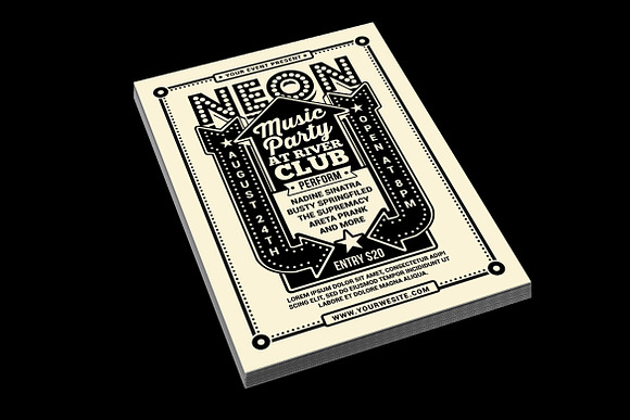 Vintage Neon Music Party in Flyer Templates - product preview 1