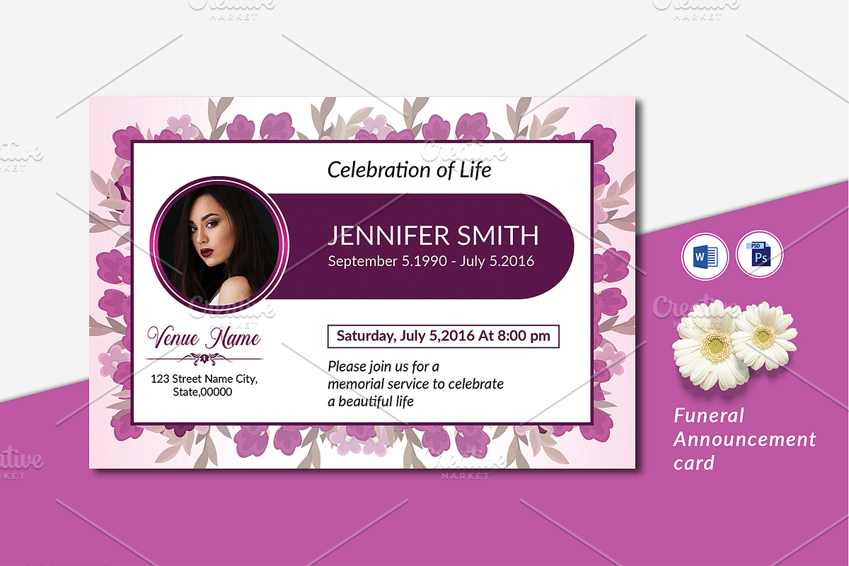 Funeral Invitation / Announcement V5 in Card Templates - product preview 8