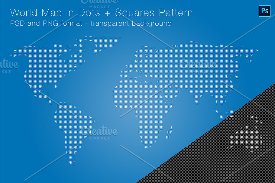 World Map in Dots + Squares Pattern in Objects - product preview 8