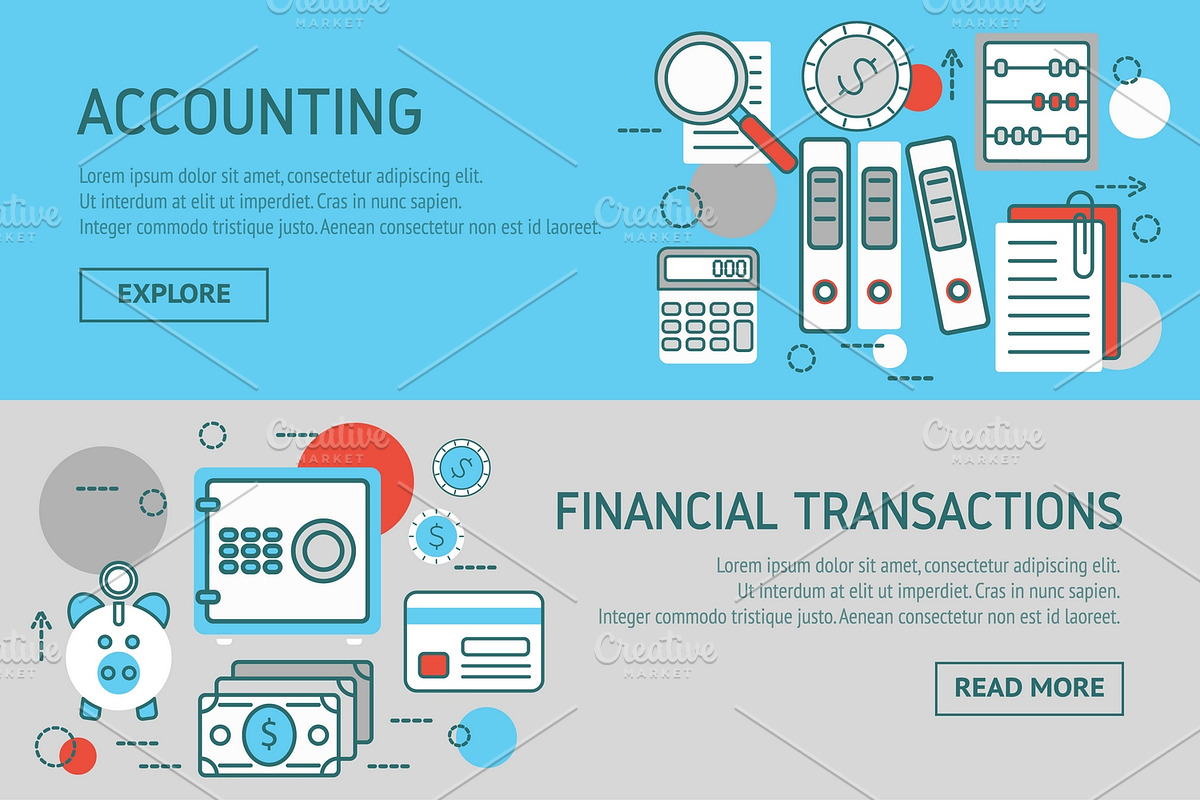 Accountant Horizontal Banners Set in Illustrations - product preview 8