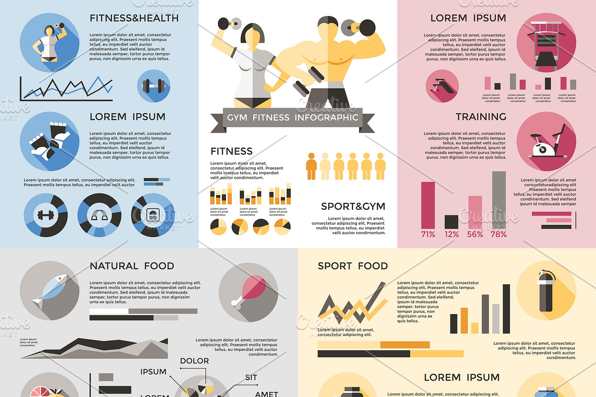 Gym Fitness Infographics Set in Illustrations - product preview 8