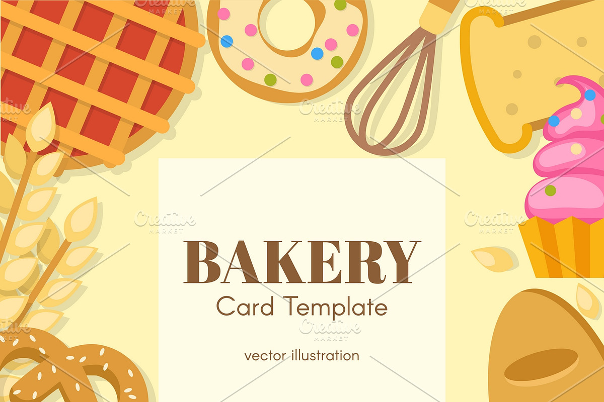 Bakery Flat Card Template in Illustrations - product preview 8