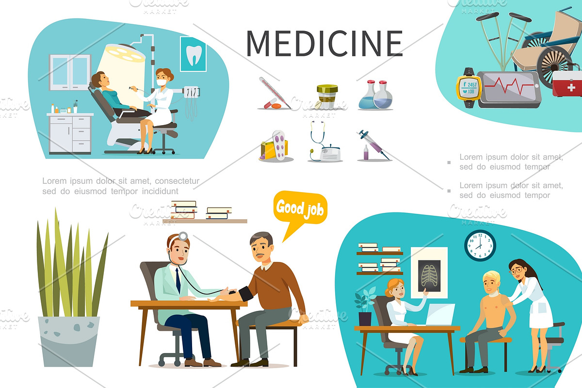 Flat Medical Treatment Concept in Illustrations - product preview 8