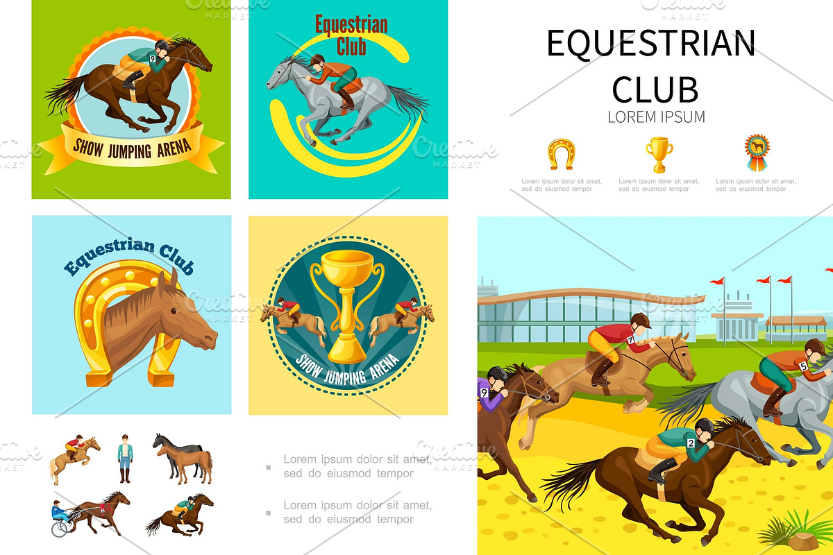 Cartoon Equestrian Sport Infographic in Illustrations - product preview 8