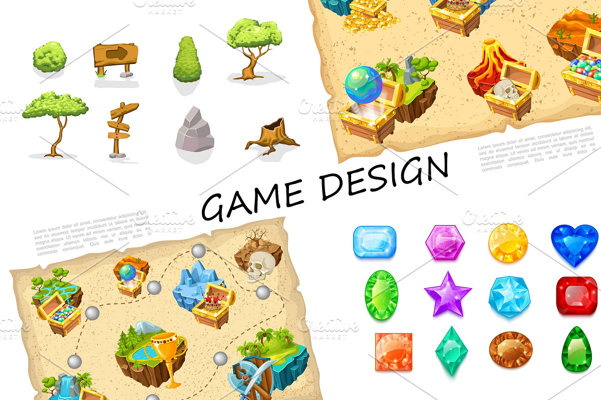 Cartoon Game Elements Collection in Illustrations - product preview 8