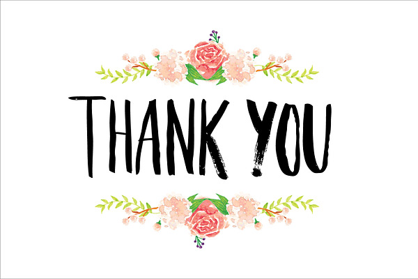 thank you typography/flowers vector