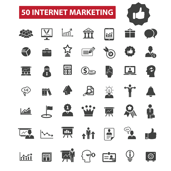 50 internet marketing icons in Graphics - product preview 1