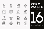 Zero Waste | 16 Thin Line Icons Set