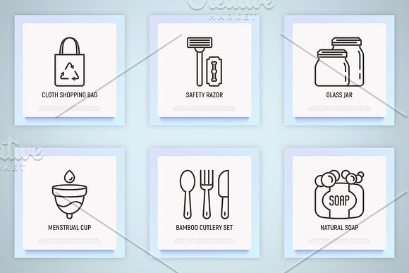 Zero Waste | 16 Thin Line Icons Set in Icons - product preview 4