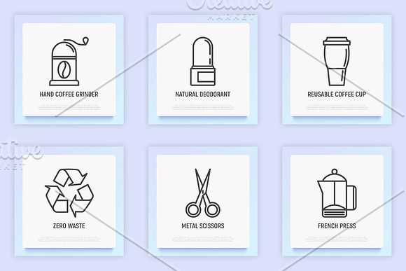 Zero Waste | 16 Thin Line Icons Set in Icons - product preview 5