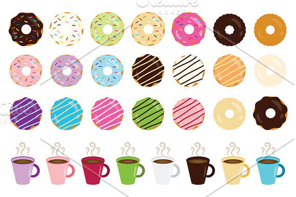 Donuts & Coffee Clip Art Set in Illustrations - product preview 1