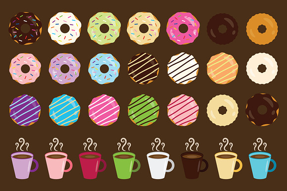 Donuts & Coffee Clip Art Set in Illustrations - product preview 2